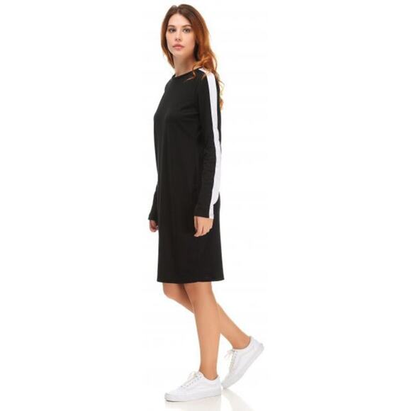 2/$30 ZARA Side Stripe Sweatshirt Dress Black Pullover Long Sleeve Casual #6261 - Picture 8 of 16